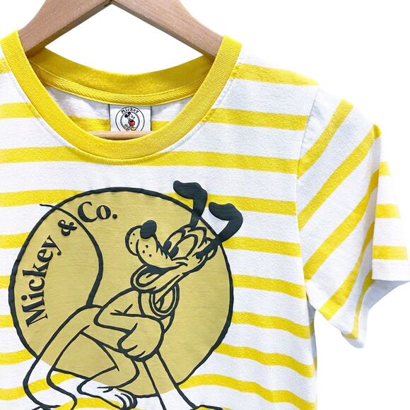 Disney Mickey & Co. Pluto Dog Yellow & White Striped Crewneck T-Shirt XS - Picture 3 of 10